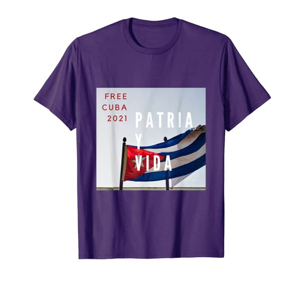 Free Cuba 2021 Patria Y Vida Cuban Flag T-Shirt