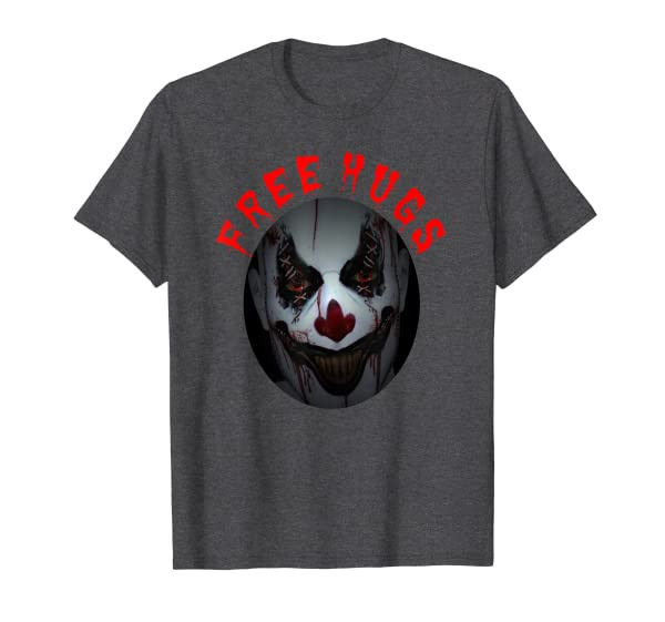 Free Hugs T Shirt Evil Killer Scary Clown Halloween Gift Tee