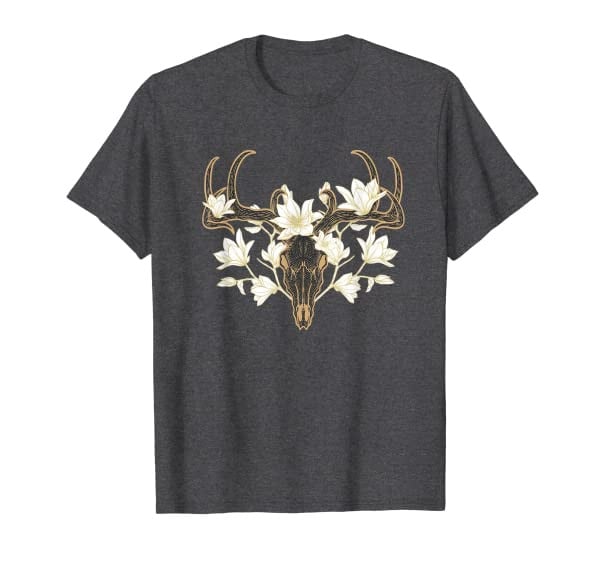 Flowered Deer Skull Howard Marsh T-Shirt
