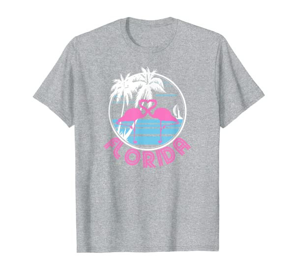 Florida Pink Flamingo Heart T-Shirt - 80s Retro Vintage Tee