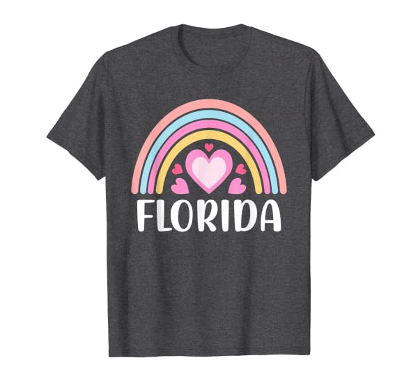 Florida USA for Women Rainbow Hearts T-Shirt