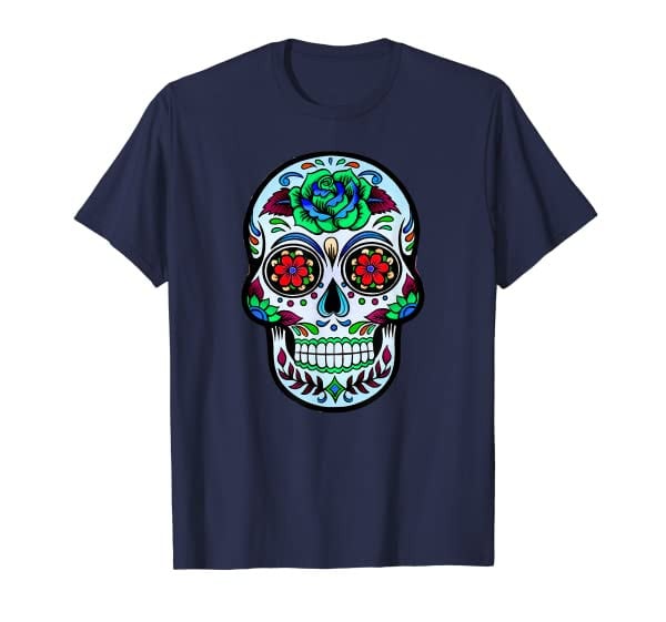 Flower Sugar Skull Day of the Dead Halloween T-Shirt