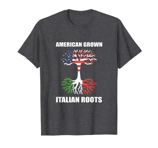 Family Tree America Italy Flag American Grown Italian Roots T-Shirt