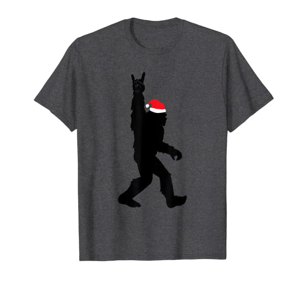Funny Bigfoot Christmas Rock On for Santa Believer T-Shirt