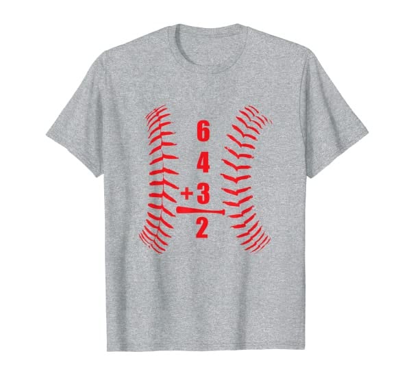 Funny Baseball Gift 6+4+3 2 baseball Double Play T-Shirt