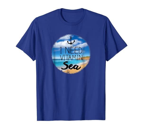Funny Beach Ocean T-shirt, I Need Vitamin Sea by Zany Brainy
