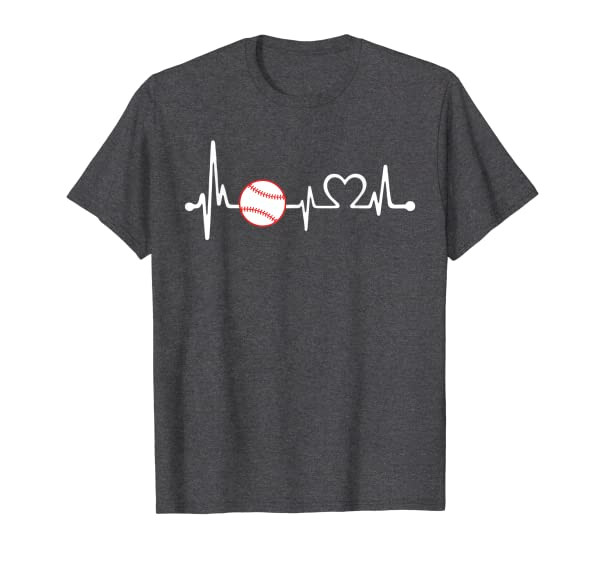 Funny Baseball Coach & Player Gift | Love Baseball Heartbeat T-Shirt