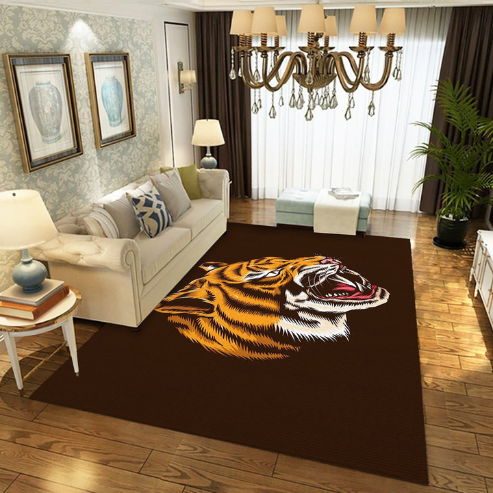 Anger Tiger Head Animal Rug, Living Room Rug - Home Decor Floor Decor