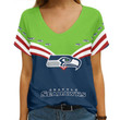 Seattle Seahawks Personalized V-neck Women T-shirt