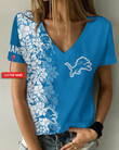 Detroit Lions Personalized V-neck Women T-shirt