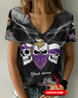 Minnesota Vikings Personalized V-neck Women T-shirt BG823