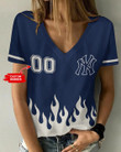 New York Yankees Personalized V-neck Women T-shirt BG768