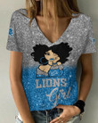 Detroit Lions Personalized Summer V-neck Women T-shirt BG39