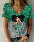 New York Jets Personalized Summer V-neck Women T-shirt BG44