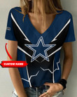 Dallas Cowboys Personalized V-neck Women T-shirt AGC57