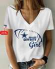 Dallas Cowboys Personalized V-neck Women T-shirt AGC12