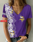 Minnesota Vikings Personalized V-neck Women T-shirt