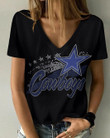 Dallas Cowboys V-neck Women T-shirt BG927
