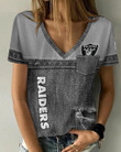 Las Vegas Raiders Summer V-neck Women T-shirt 161