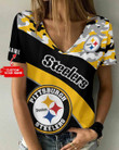Pittsburgh Steelers Personalized Summer V-neck Women T-shirt BG219