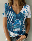 Detroit Lions Summer V-neck Women T-shirt BG208