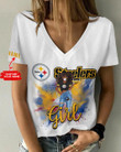 Pittsburgh Steelers Personalized Summer V-neck Women T-shirt BG294