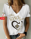 New Orleans Saints Personalized Summer V-neck Women T-shirt 174