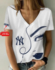 New York Yankees Personalized V-neck Women T-shirt BG512