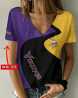Minnesota Vikings Personalized V-neck Women T-shirt AGC79
