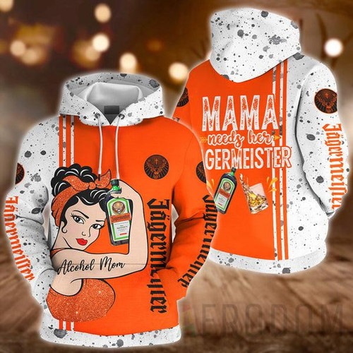 Alcohol Mom, Jagermerister Lover Gift, Mama Needs Her Jagermeister, Mother's Day Gift All Over Print Hoodie, Zip Hoodie 14