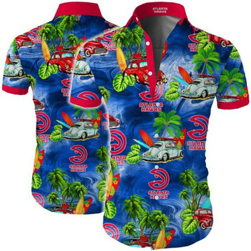 Hawaii Shirt Atlanta Hawks Hawaiian Shirt Tropical Flower Short Sleeve Slim Fit Body -zx09950