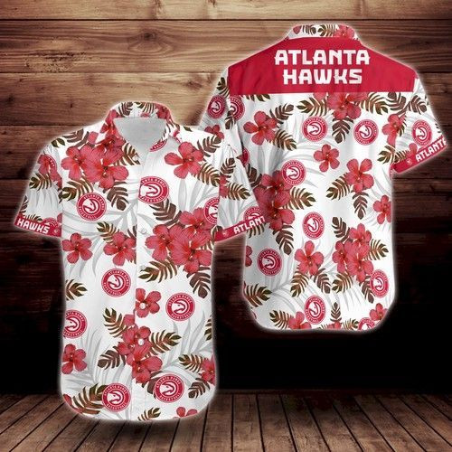 Atlanta Hawks Tropical Flower Short Sleeve Hawaiian Shirt