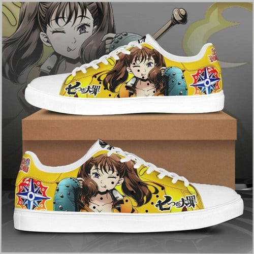 Diane The Seven Deadly Sins Low Top Leather Skate Shoes, Tennis Shoes, Fashion Sneakers