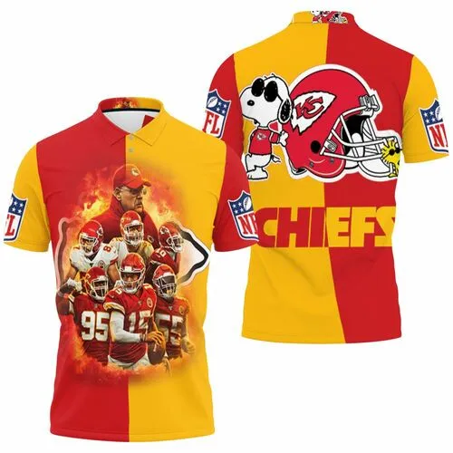 Mens & Womens Snoopy Kansas City Chiefs Helmet Afc West Division Champions Super Bowl 2021 3D All Over Print Polo Shirt