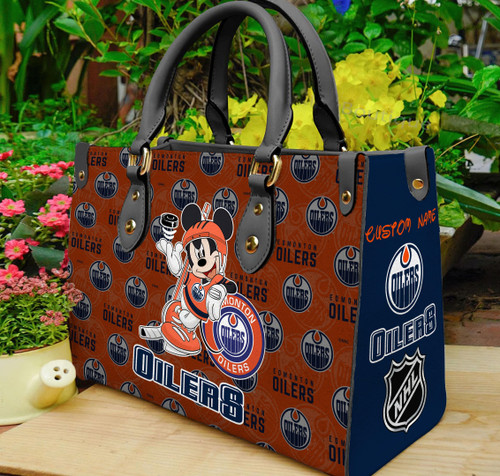 Edmonton Oilers Mickey Women Leather Hand Bag