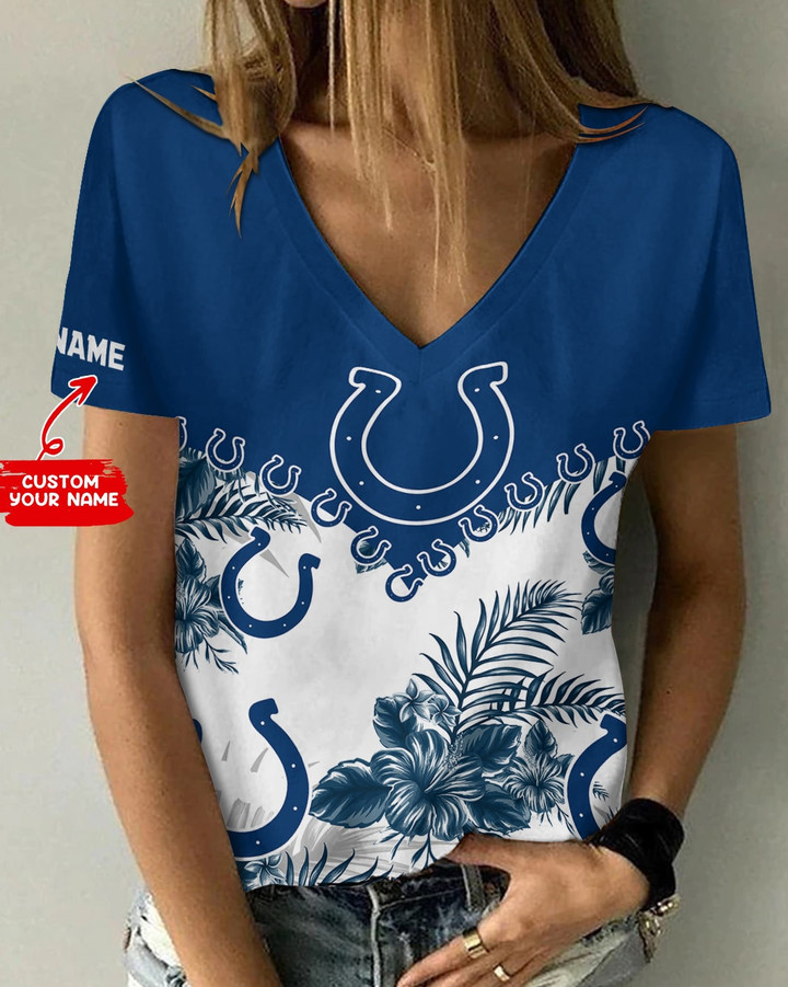Indianapolis Colts Personalized V-neck Women T-shirt BG611