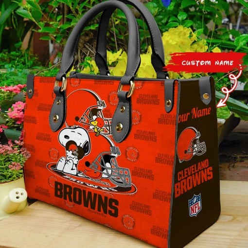 Cleveland Browns Personalized Leather Hand Bag BB140