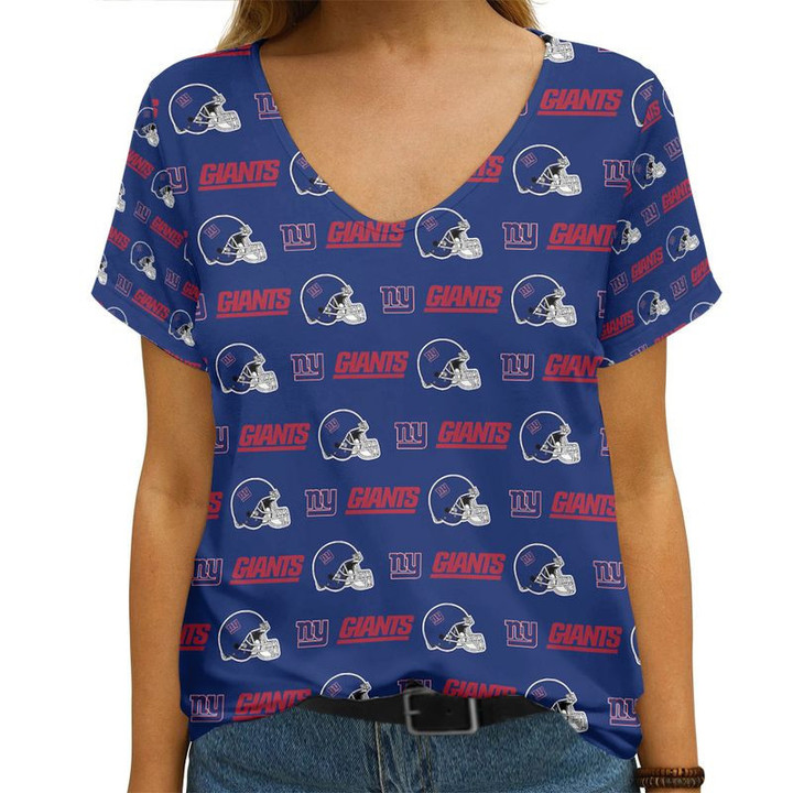 New York Giants V-neck Women T-shirt NEW032520