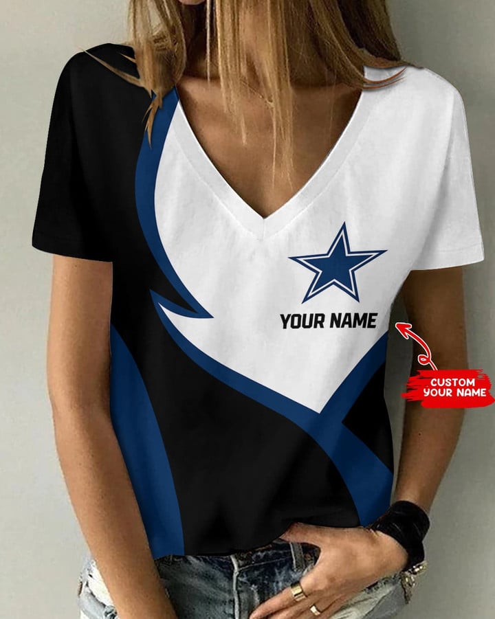 Dallas Cowboys Personalized V-neck Women T-shirt BG686