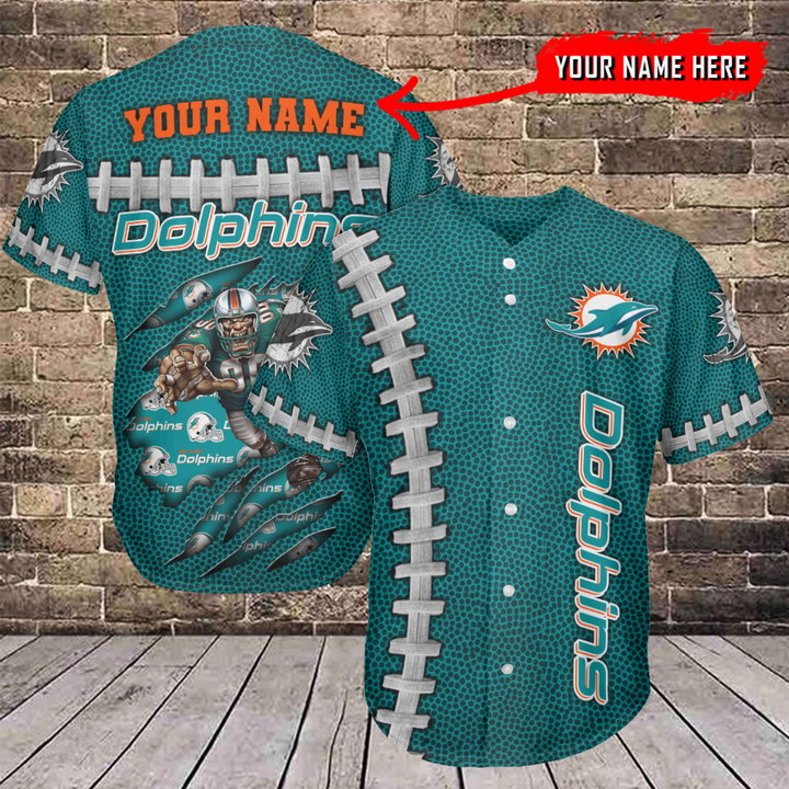 Miami Dolphins Personalized Baseball Jersey BG444