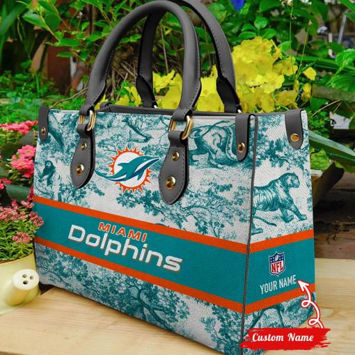 Miami Dolphins Personalized Leather Hand Bag BB320