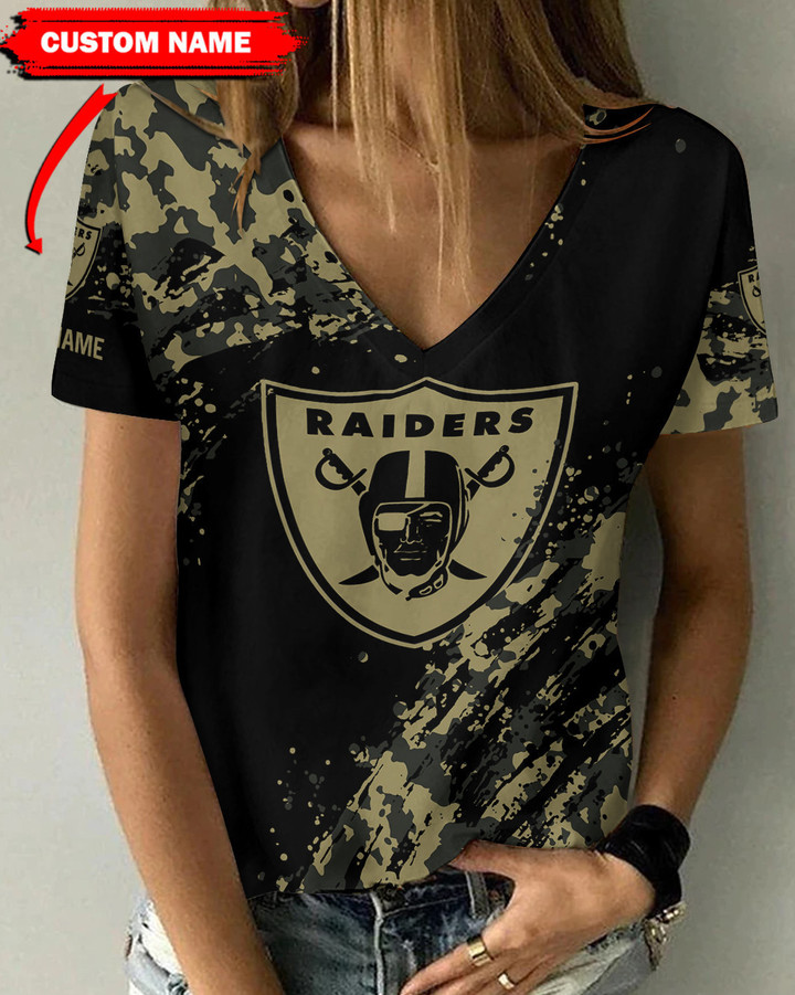 Las Vegas Raiders Personalized Summer V-neck Women T-shirt BG419