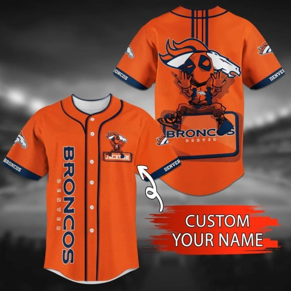 Denver Broncos Personalized Baseball Jersey BG64