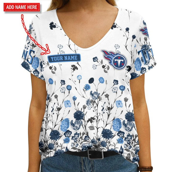 Tennessee Titans Personalized V-neck Women T-shirt