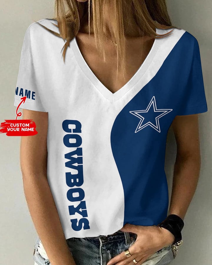 Dallas Cowboys Personalized V-neck Women T-shirt BG518