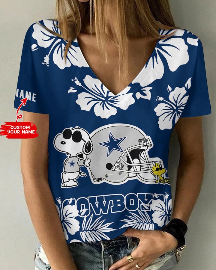 Dallas Cowboys Personalized V-neck Women T-shirt BG459