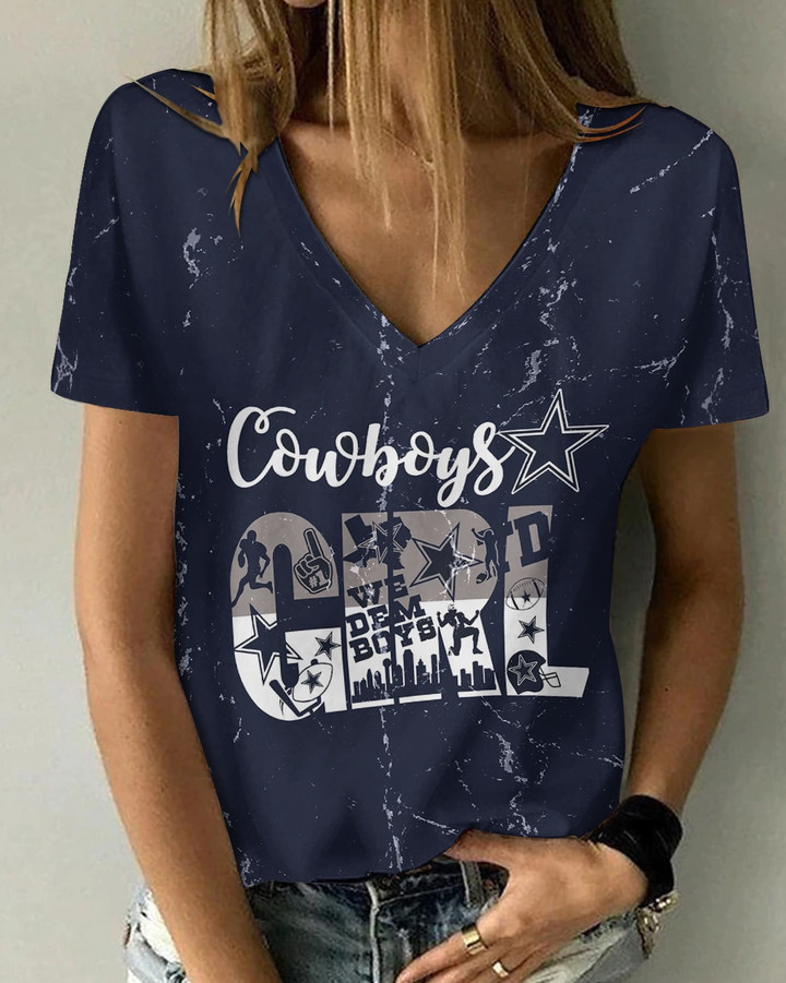 Dallas Cowboys V-neck Women T-shirt BG778