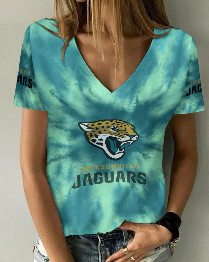 Jacksonville Jaguars Summer V-neck Women T-shirt 124