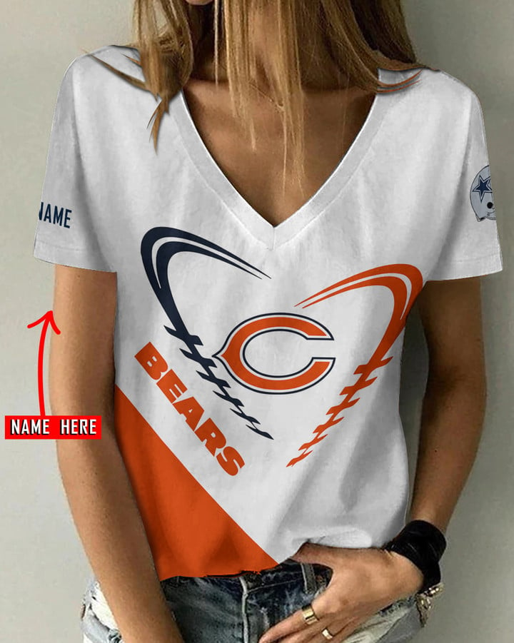 Chicago Bears Personalized V-neck Women T-shirt AGC107
