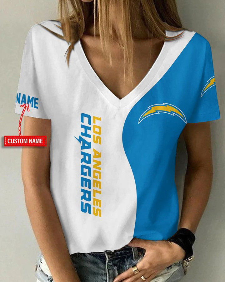 Los Angeles Chargers Personalized V-neck Women T-shirt